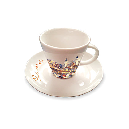 Tazzina da caffè in ceramica That's Italia con panorama di Roma e piattino