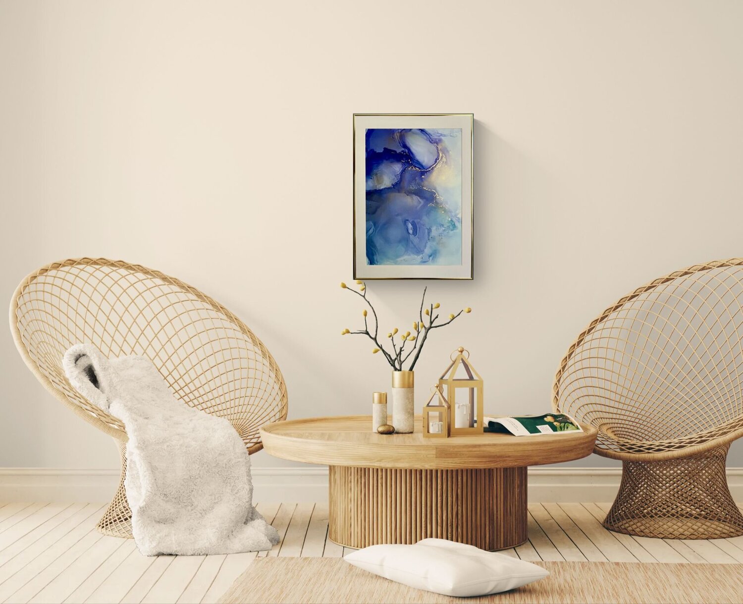 Flow II – Opera Originale di Clémentine Daudier, Doratura e inchiostro su tavola sintetica, 70 × 50 cm