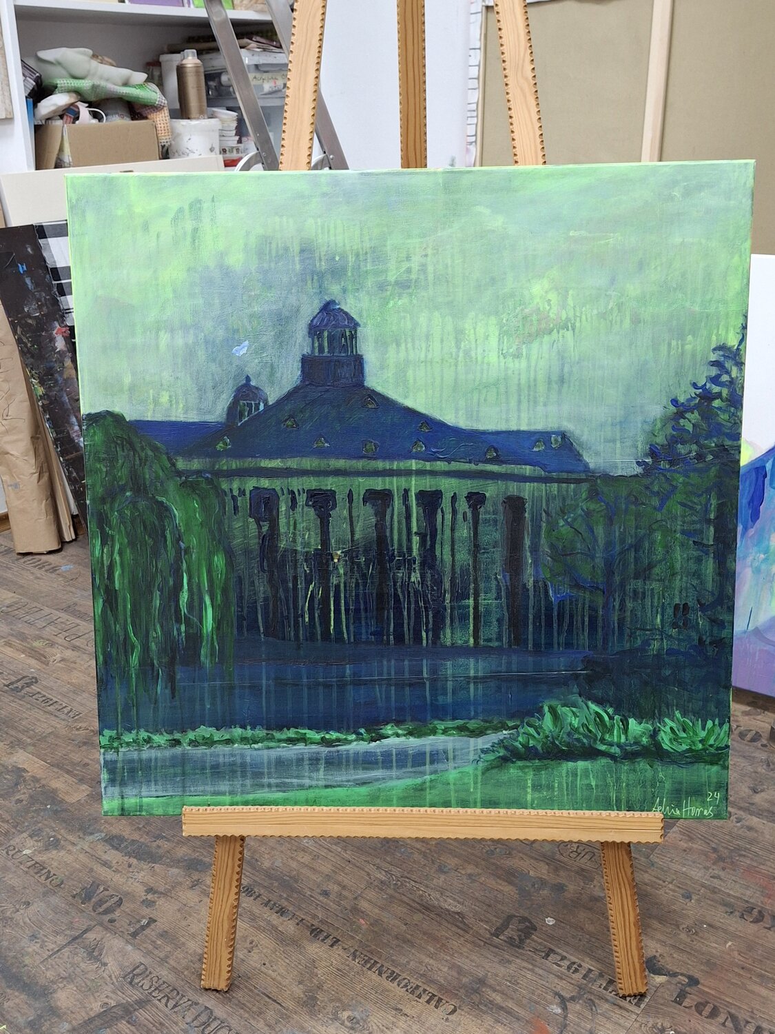 Regentenbau – Dipinto Originale di Achim Horras, Acrilico su tela, 80 × 80 cm